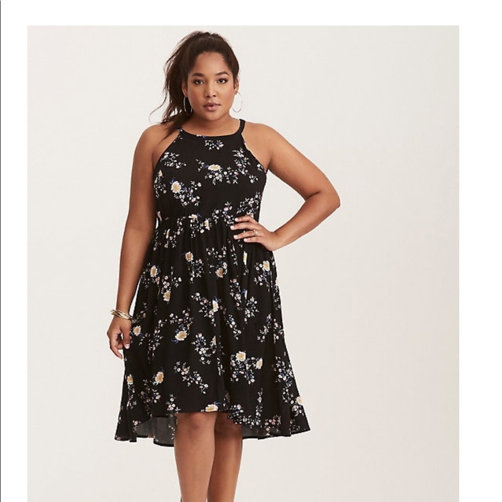 Torrid multi colored flower al high low dress
